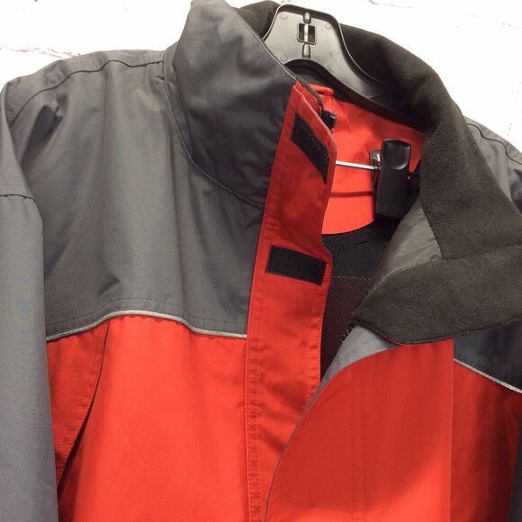 Rain Jacket/Coat Men's X-Large Red & Gray Zip Off Hood Full Zip Plus Hook & Loop - Picture 9 of 11